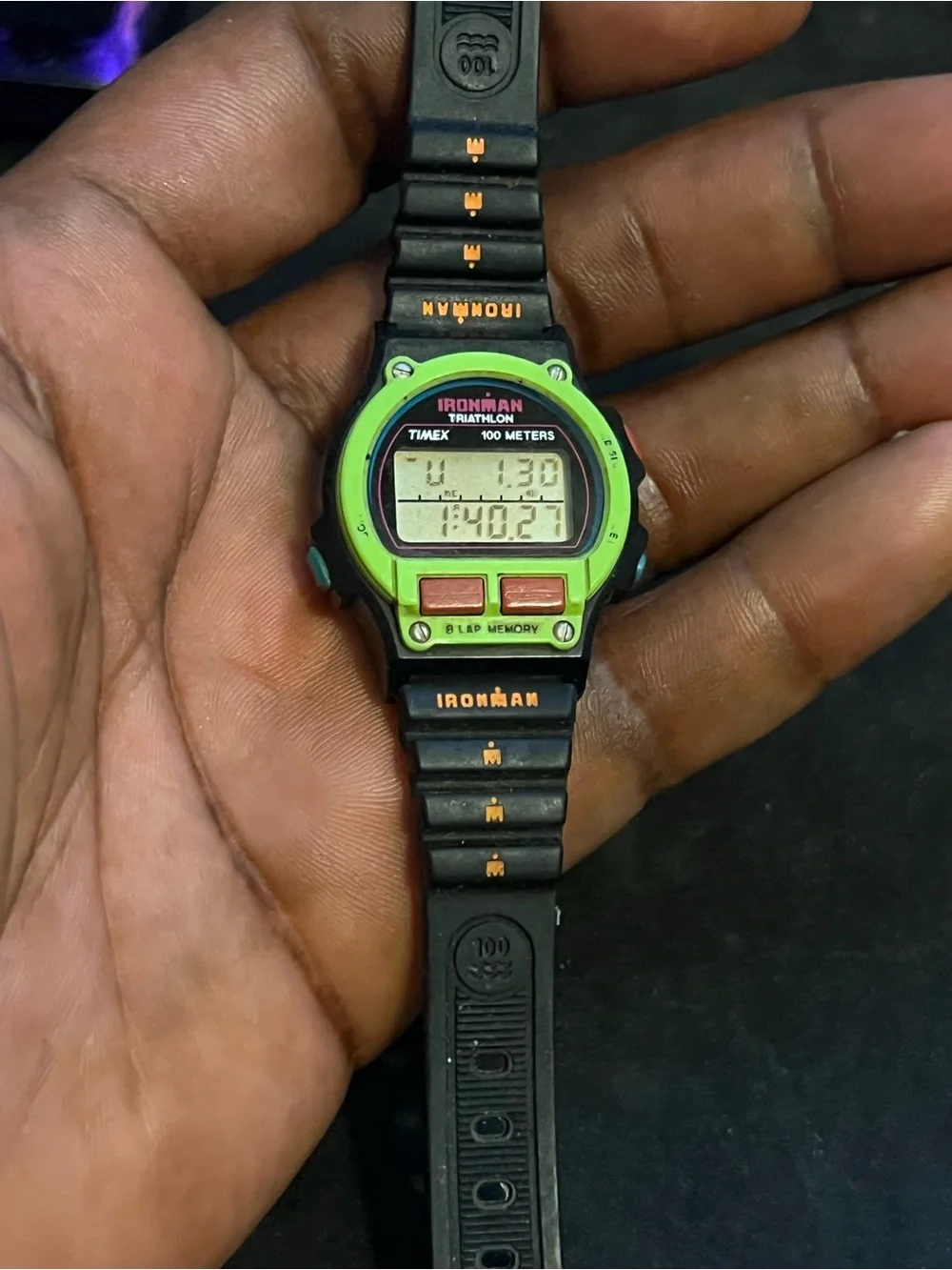 Vintage 90s Timex Ironman Triathlon 8-Lap Watch – Neon Lime Green & Black